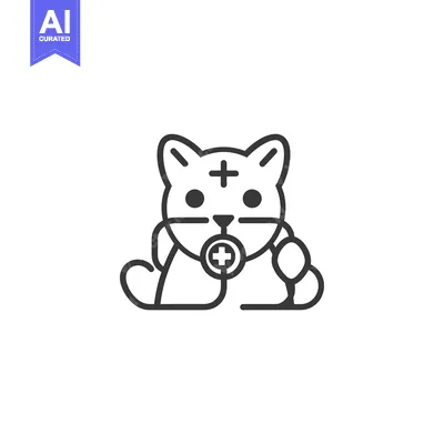 Premium design asset: Cat Holding Stethoscope with Cross Symbol