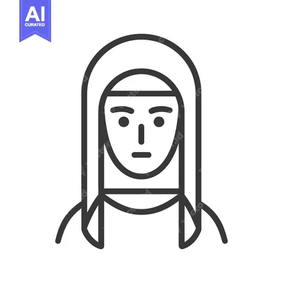 Aset premium populer: A minimalist icon portrait of a person wearing a hood