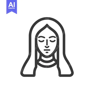 Simple black and white minimalist line art female portrait illustratio
