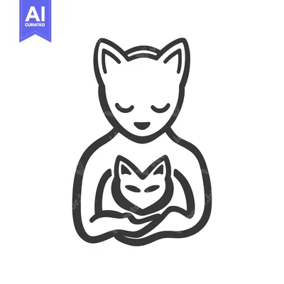 Aset desain premium: A person embracing a smaller cat with loving and caring arms