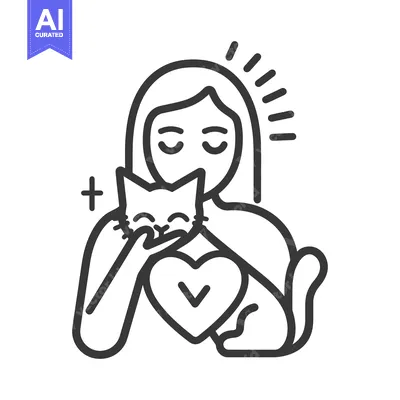 Popular premium asset: A woman is hugging a cat with a heart symbol