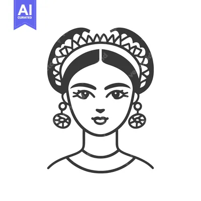 Aset desain premium: A stylized illustration depicting a woman with ornaments on her head