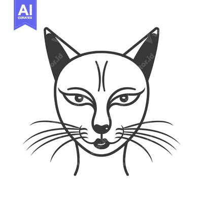 Aset desain premium: A stylized graphic portrait depicting the face of a feline animal