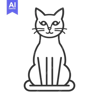 Premium design asset: A simplistic line drawing of a sitting feline animal