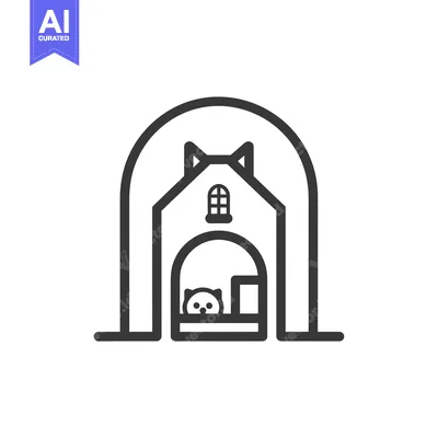 Cat Sitting in a House Under an Archway