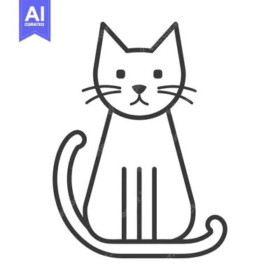 Aset premium populer: Simple illustration of a sitting feline with pointed ears and whiskers