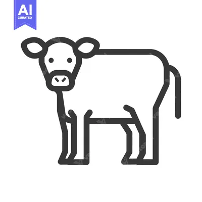 Aset desain premium: A stylized simple black and white line illustration of a cow