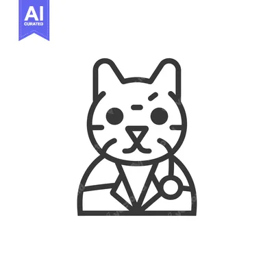 Premium design asset: Cat Veterinarian Icon with Stethoscope