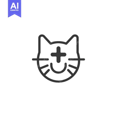 Aset desain premium: Cat with Plus Sign on Its Forehead