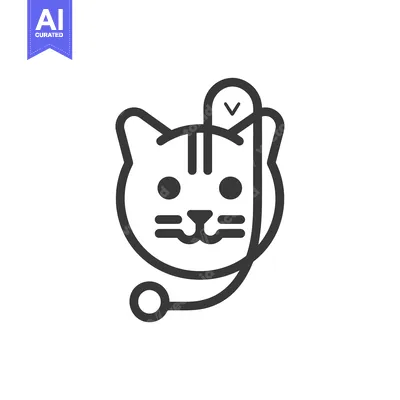 Aset desain premium: Cat with Stethoscope Icon