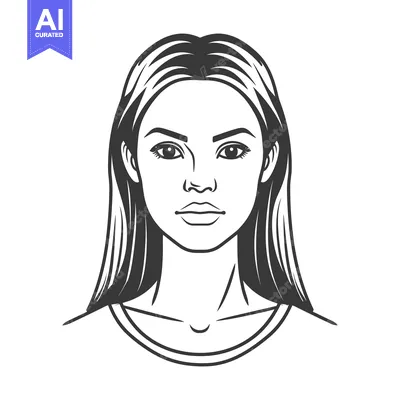 Aset premium populer: A frontal view of a young woman with straight long hair