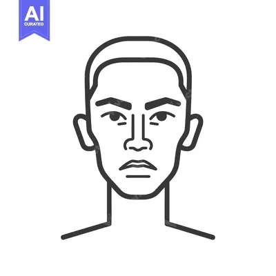 Aset desain premium: A line drawing of a face viewed from the front