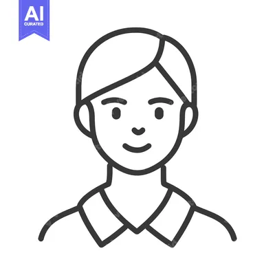 Premium design asset: A simple line drawing illustration of a person smiling