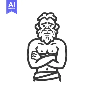Aset premium populer: A cartoon man with a beard and crossed arms is shown