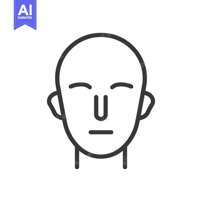Aset desain premium: A simple line drawing depicting the human head and neck