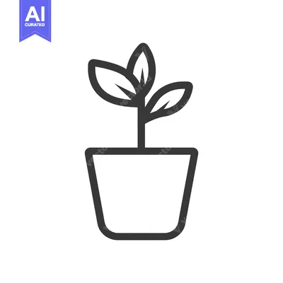 Aset desain premium: A simple drawing of a small plant in a pot
