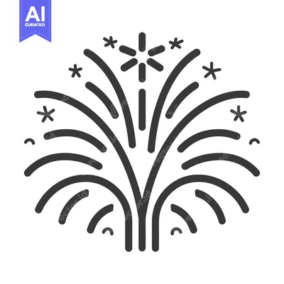 Aset desain premium: A simplistic monochrome illustration of celebratory fireworks display