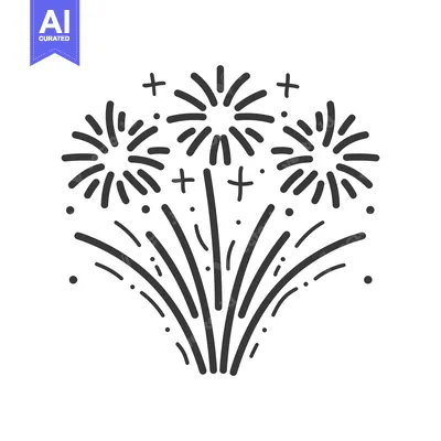 Popular premium asset: A black and white illustration depicts a celebratory fireworks display
