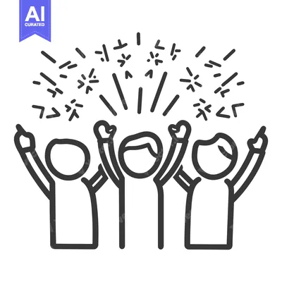 Aset premium populer: Three people celebrate an event with celebratory effects in air