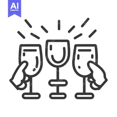 Aset premium populer: Three glasses are clinking in a celebratory toast together