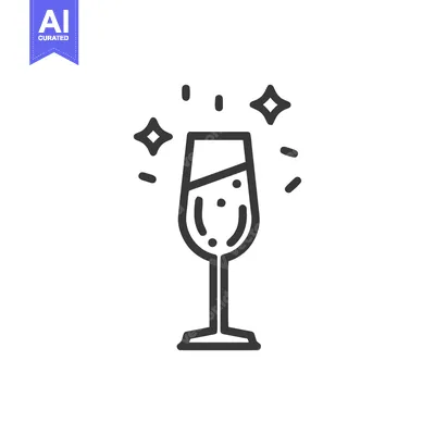 Sparkling Champagne Glass Icon: Elegant Celebration Symbol with Bubble