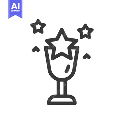 Aset desain premium: Minimalist Trophy Icon with Stars, Achievement Symbol, Line Art Design