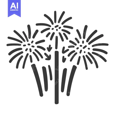 Aset premium populer: A simple black and white illustration depicting colorful bursts of fir