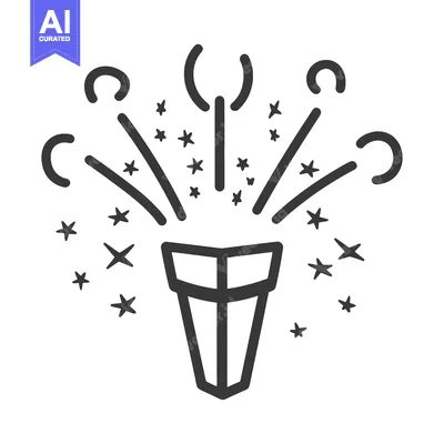 Aset premium populer: Black and white line drawing of a celebratory fireworks display