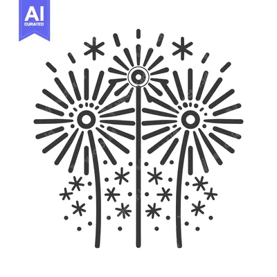 Popular premium asset: Three stylized fireworks bursting in the dark sky during celebration