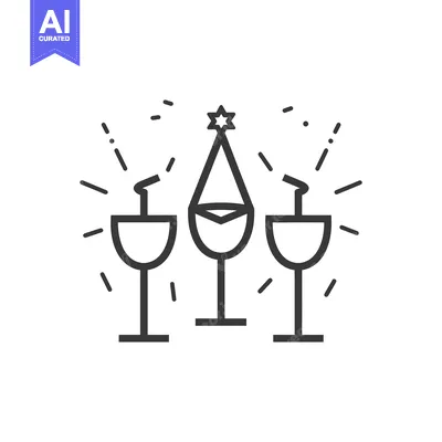 Popular premium asset: Celebration with Three Glasses, Party Hat and Confetti