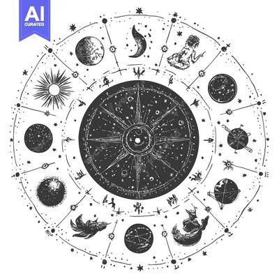 Popular premium asset: Celestial Map with Planets, Constellations, and Symbolic Figures