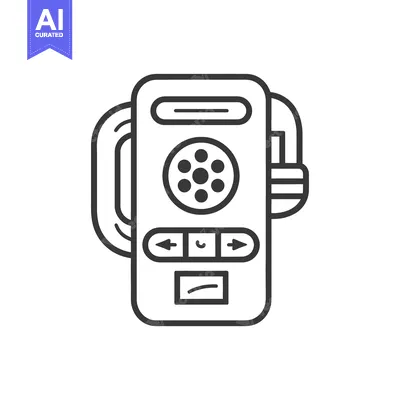Aset premium populer: An illustrated black and white device with buttons and handle