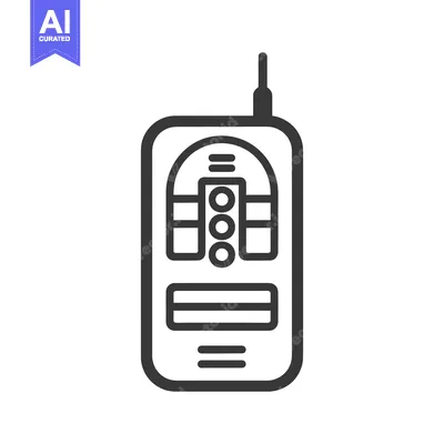 Premium design asset: Illustration of a vintage mobile communication device with antenna