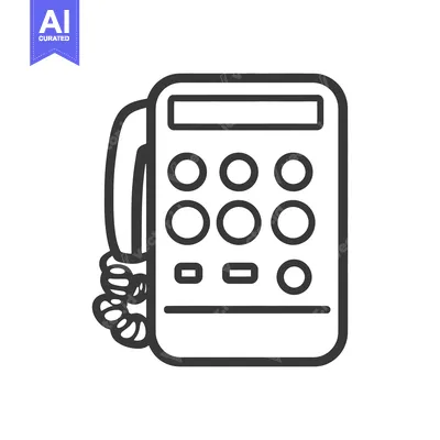 Aset premium populer: A black and white illustration of a telephone handset