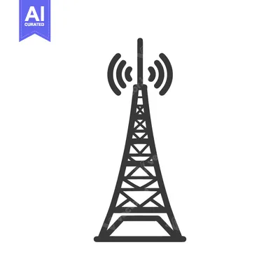 Popular premium asset: Minimalist Communication Tower Icon with Signal Waves on White Backgro