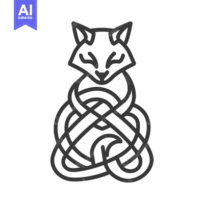 Aset premium populer: Celtic Knot Design Featuring a Fox