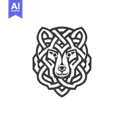 Premium design asset: Celtic Knot Wolf Head Design