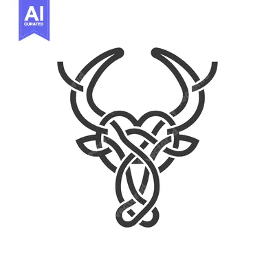 Aset premium populer: Celtic Knotwork Design of a Bull's Head with a Heart