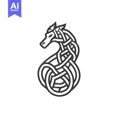 Aset premium populer: Celtic Knotwork Wolf Design