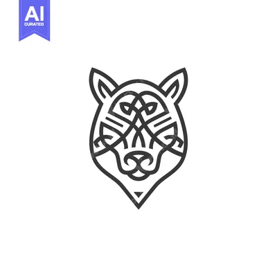 Premium design asset: Celtic Knotwork Wolf Head Design