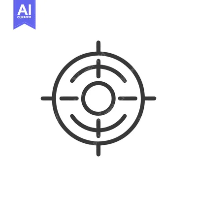 Premium design asset: Minimalist Target Icon: Concentric Circles and Crosshairs on White Bac