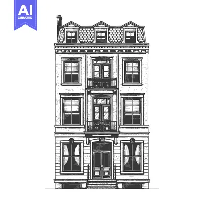 Aset desain premium: Elegant Three Story Townhouse Architectural Drawing