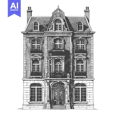 Aset premium populer: Elegant European Style Brick Townhouse Architectural Drawing