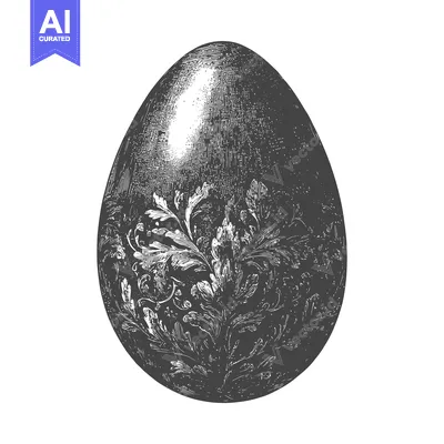 Aset desain premium: Ornate Floral Design Adorns Dark Easter Egg