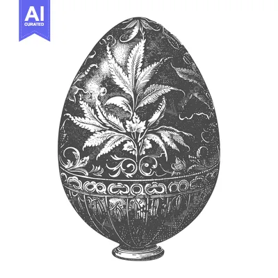 Aset desain premium: Ornate Egg Design Botanical Floral Pattern Easter
