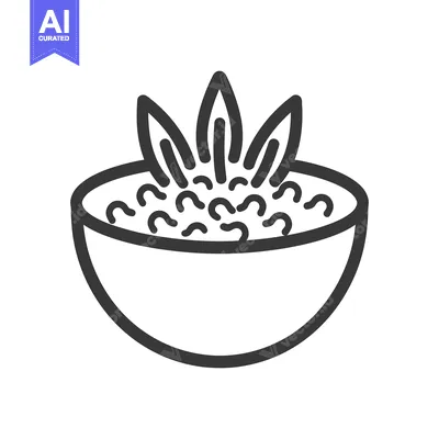 Premium design asset: A Simple Graphic Depicting a Bowl of Food with Plant Sprouts