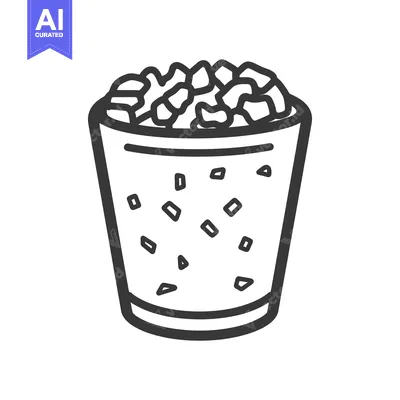 Aset desain premium: A black and white illustration of a full beverage cup