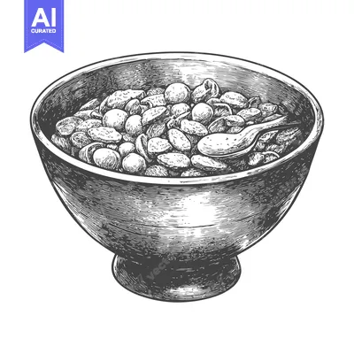 Aset premium populer: A Bowl of Cereal Ready for Breakfast Enjoyment