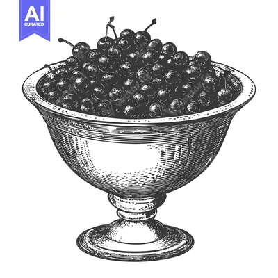 Popular premium asset: Cherries in an Ornate Silver Bowl A Still Life Drawing