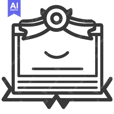 Aset desain premium: A stylized illustration of a framed certificate with ribbon detail